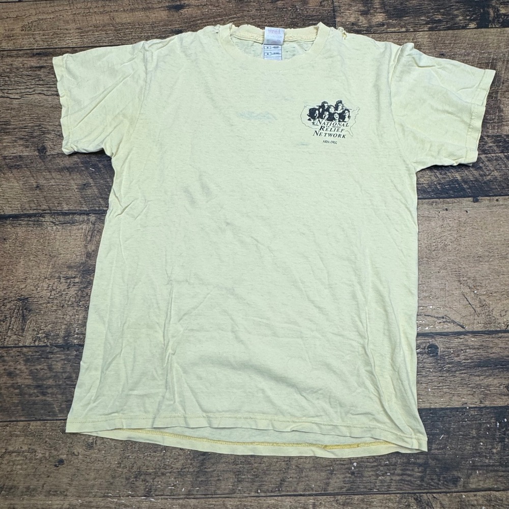 Hanes National Relief Network Graphic T-Shirt Crew Neck Short Sleeve M Holes